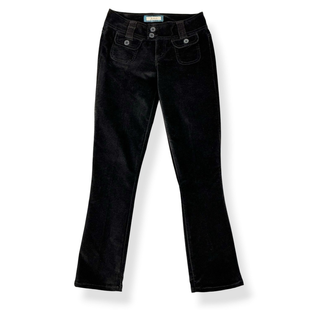 Jordache Pants Women 5/6 (28x29.5) Black Velvet Low Rise Y2K Vintage